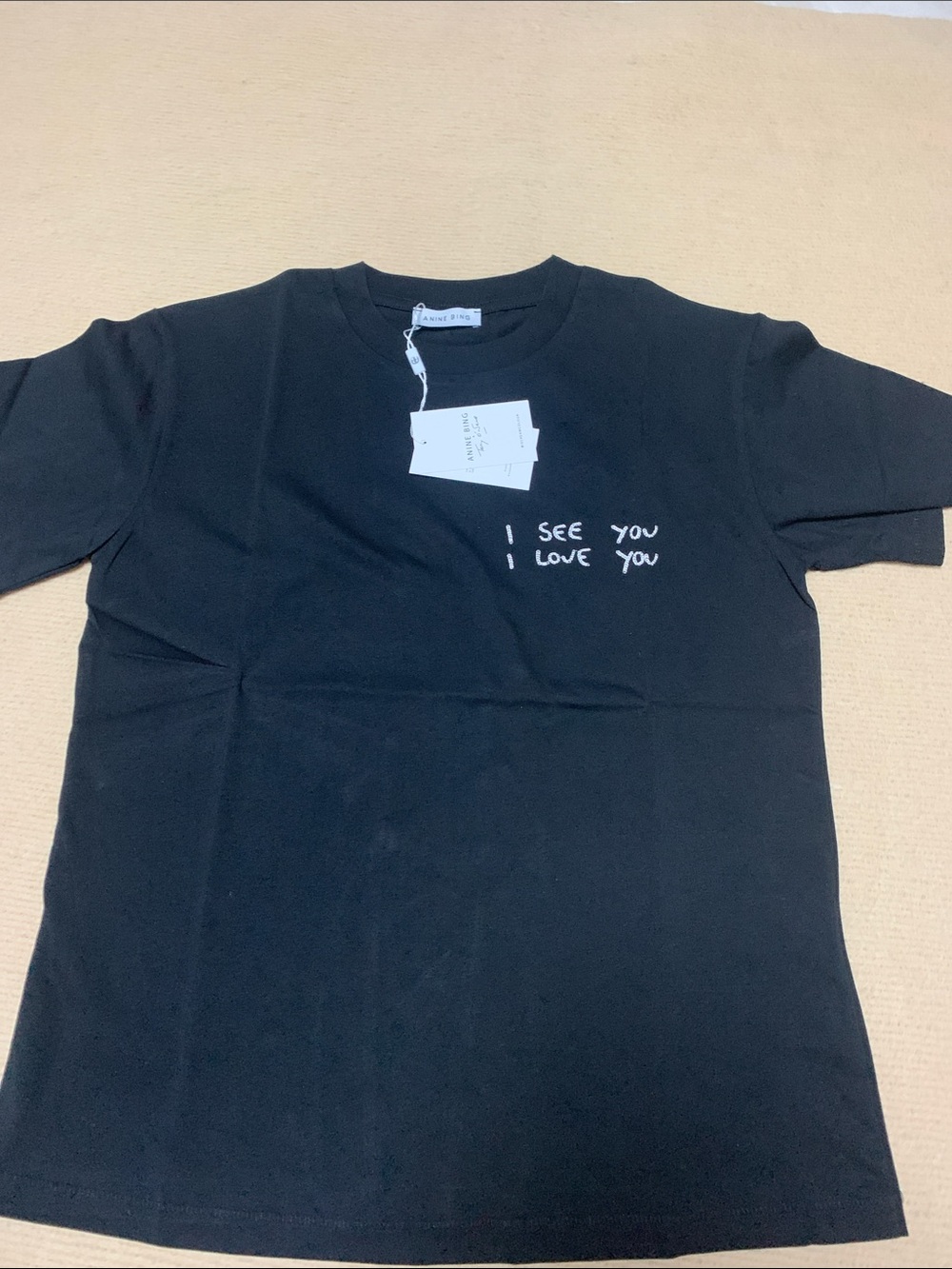 Anine Bing Black Minimal slogan Tee I See YOU I LOVE YOU Graphic Tee perfect